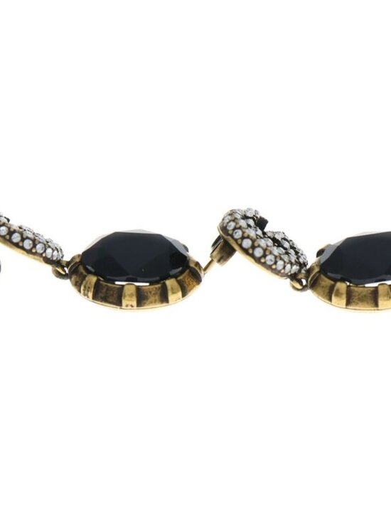 Gucci Double Rhinestone Earrings Black Gold - Picture 3 of 6